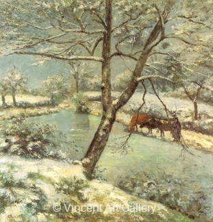 Winter at Montfoucault, Snow Effect by Camille  Pissarro