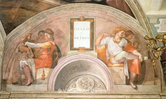 Eleazar and Mathan (detail) by   Michelangelo