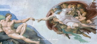 Creation of Adam (detail) by   Michelangelo