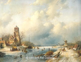 Winter View by Charles H.J.  Leickert