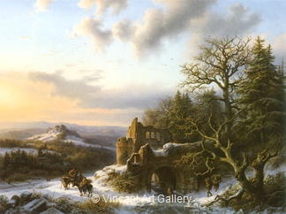 Winter Landscape with Ruins by Barend Cornelis  Koekkoek