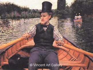 Oarsman in Top Hat by Gustave  Caillebotte