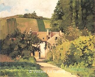 Village Street (Pontoise) by Camille  Pissarro