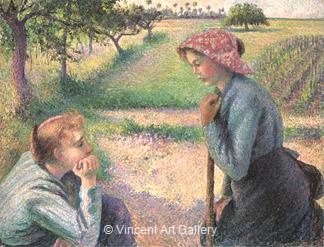 Two Young Peasant Women by Camille  Pissarro