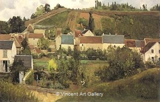 View of L' Hermitage, Jallais Hills, Pontoise by Camille  Pissarro