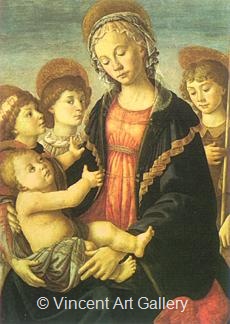 Madonna and Child, Two Angels and the Young St. John the Baptist by Sandro  Botticelli