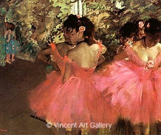 Dancers in Pink by Edgar  Degas