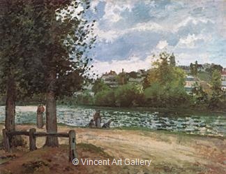 Banks of the Oise in Pontoise by Camille  Pissarro