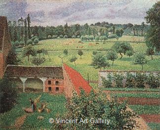 View from my Window, Eragny by Camille  Pissarro
