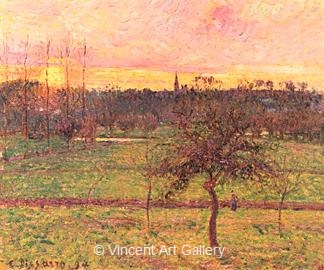 Sunset at Eragny by Camille  Pissarro