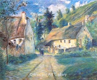 Cottages at Auvers by Camille  Pissarro