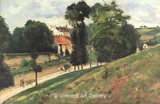 The Saint-Antoine Road at L' Hermitage by Camille  Pissarro