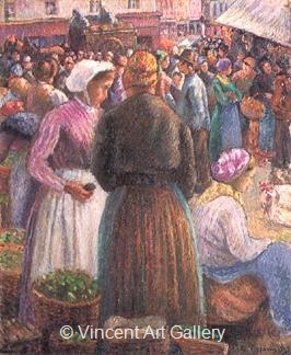 Market at Pontoise by Camille  Pissarro