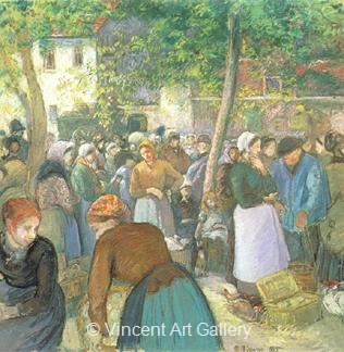 The Poultry Market by Camille  Pissarro