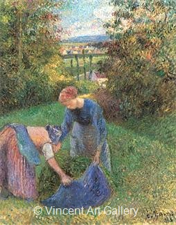 Women gathering Grass by Camille  Pissarro