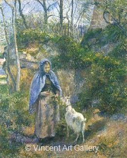 Woman with a Goat by Camille  Pissarro