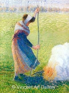 Woman breaking Wood by Camille  Pissarro