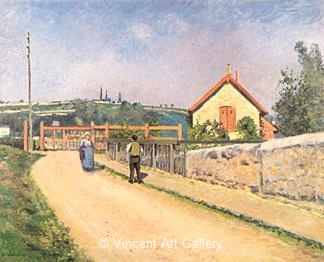 The Railroad Crossing at Les Patis, near Pontoise by Camille  Pissarro