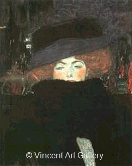 Lady with Hat and Feather Boa by Gustav  Klimt