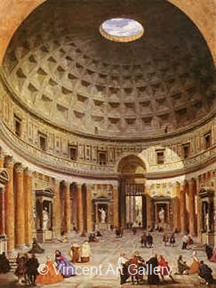 The Interior of the Pantheon by Giovanni Paolo  Pannini