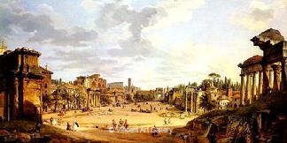 View of Plaza Romana of Oclivus by Giovanni Paolo  Pannini