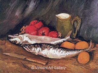 Still Life with Mackerels, Lemons and Tomatoes by Vincent van Gogh