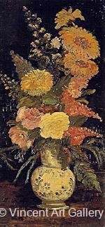 Vase with Asters, Salvia and Other Flowers by Vincent van Gogh