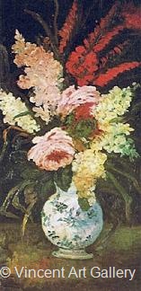 Vase with Gladioli and Lilac by Vincent van Gogh