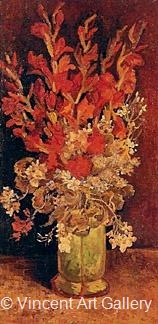 Vase with Gladioli and Carnations by Vincent van Gogh