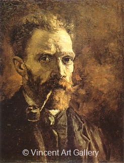 Self - Portrait with Pipe by Vincent van Gogh