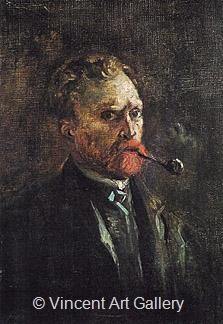 Self-Portrait with Pipe by Vincent van Gogh