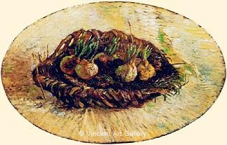 Basket of Sprouting Bulbs by Vincent van Gogh