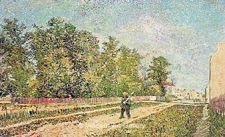Outskirts of Paris: Road with Peasant Shouldering a Spade by Vincent van Gogh
