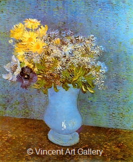 Vase with Lilacs, Daisies and Anemones by Vincent van Gogh