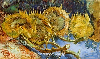 Four Cut Sunflowers by Vincent van Gogh