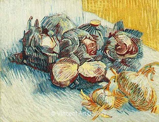 Still Life with Red Cabbages and Onions by Vincent van Gogh