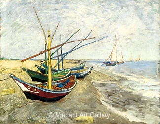 Fishing Boats on the Beach at Saintes- Maries by Vincent van Gogh