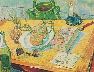 Still Life: Drwaing Board, Pipe, Onions and Sealing-Wax by Vincent van Gogh