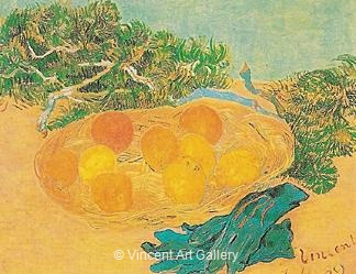 Still Life with Oranges, Lemons and Blue Gloves by Vincent van Gogh