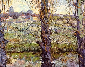 Orchard in Blossom with View of Arles by Vincent van Gogh