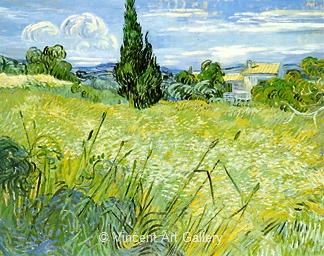 Green Wheat Field with Cypress by Vincent van Gogh