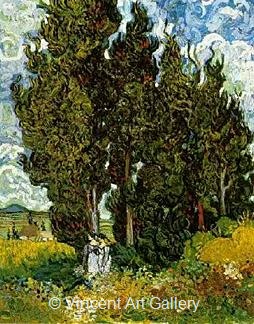 Cypresses with Two Female Figures by Vincent van Gogh