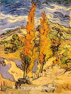 Two Poplars on a Road trhough the Hills by Vincent van Gogh