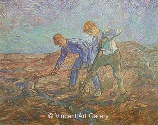 Two Peasants Digging (after Millet) by Vincent van Gogh