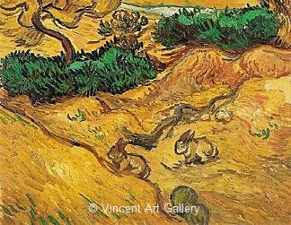 Field with Two Rabbits by Vincent van Gogh