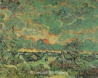 Cottages and Cypresses, Reminiscence of the North by Vincent van Gogh