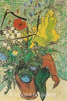 Wild Flowers and Thistles in a Vase by Vincent van Gogh