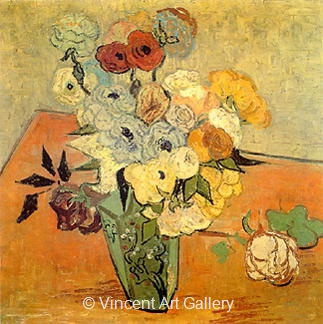 Still Life: Japanese Vase with Roses and Anemones by Vincent van Gogh