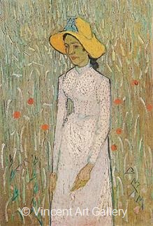 Young Girl Standing Against a Background of Wheat by Vincent van Gogh
