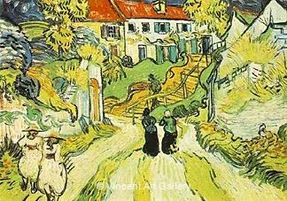 Village Street and Steps in Auvers with Figures by Vincent van Gogh